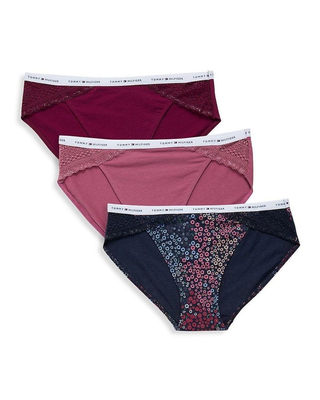 Tommy Hilfiger 3-pack Lace Trim Bikini Panties in Purple