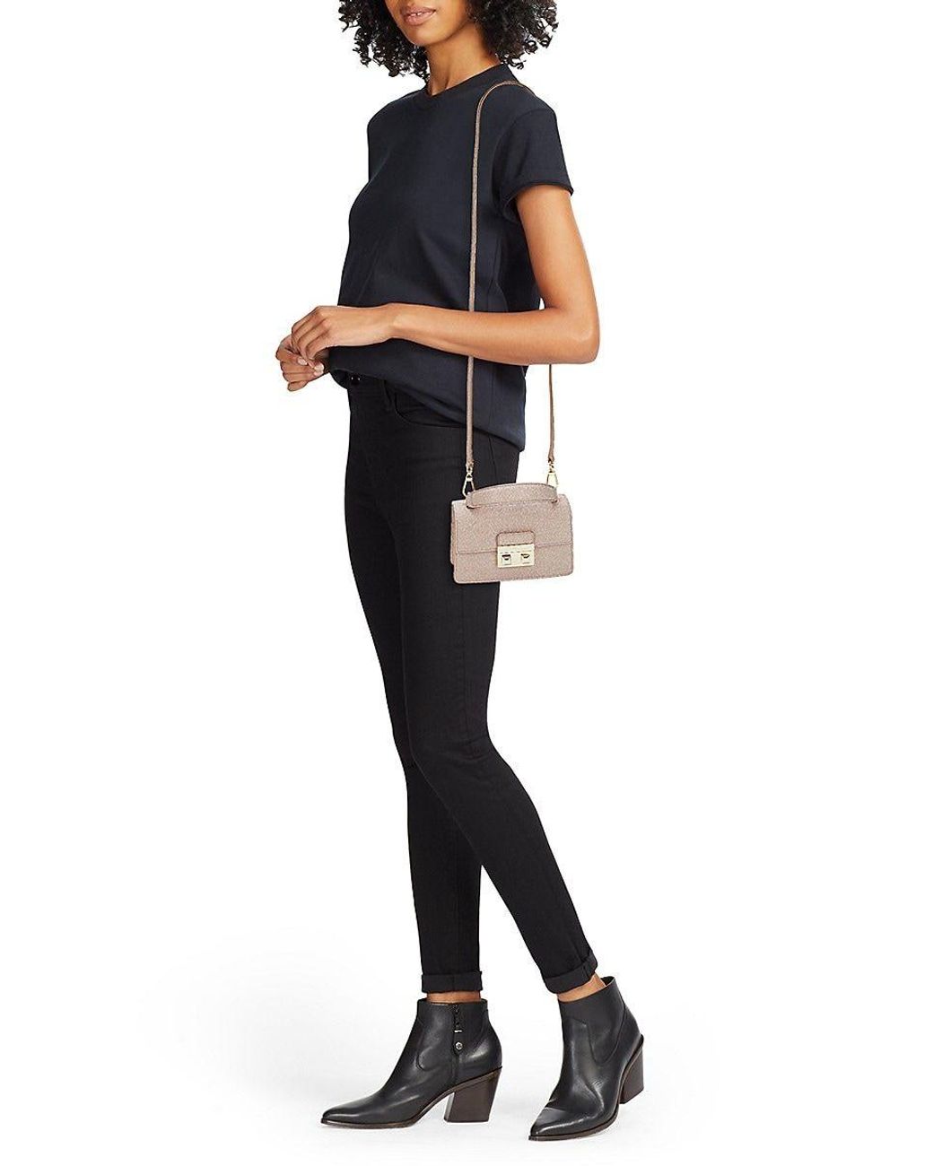 Furla Bella Micro Leather Top Handle Bag in White | Lyst