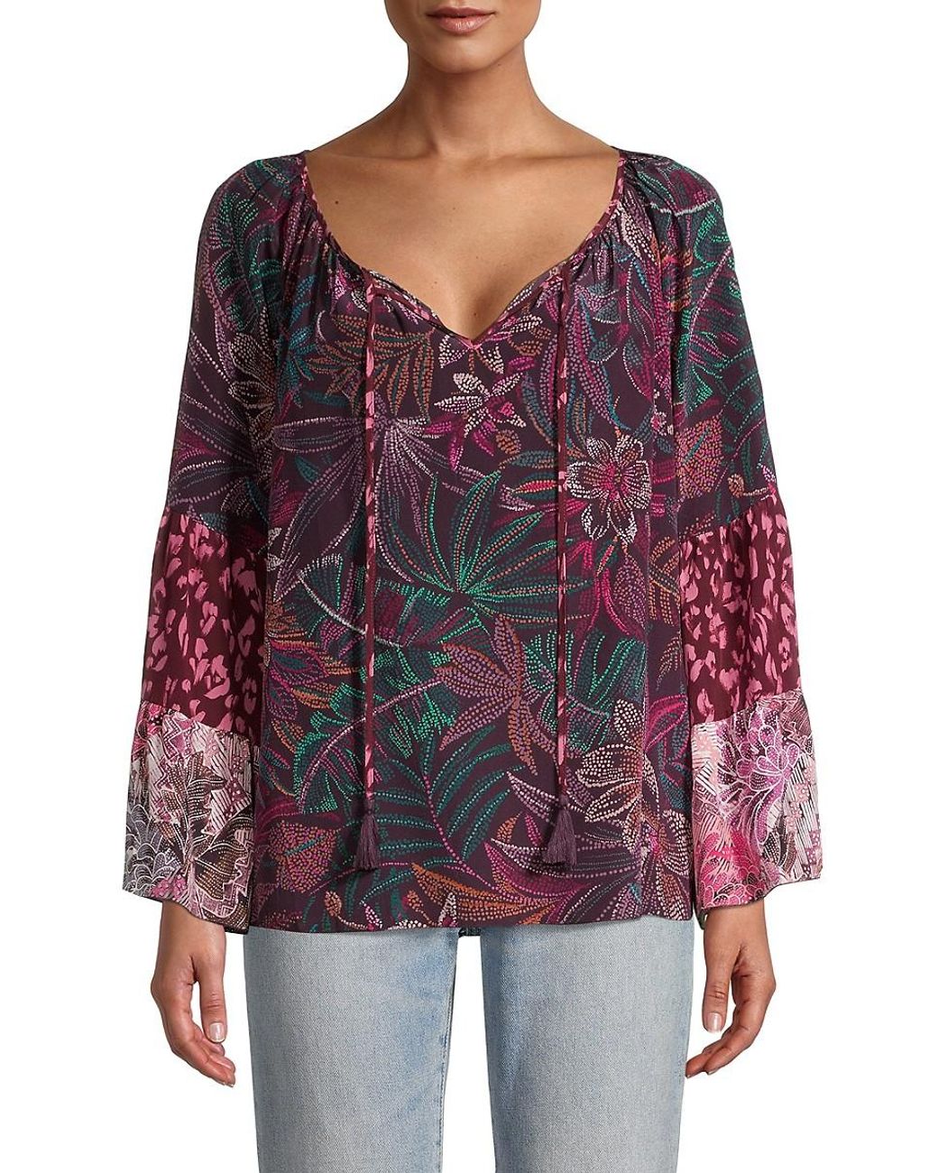 Johnny Was Toledo Tieredsleeve Peasant Blouse in Natural Lyst