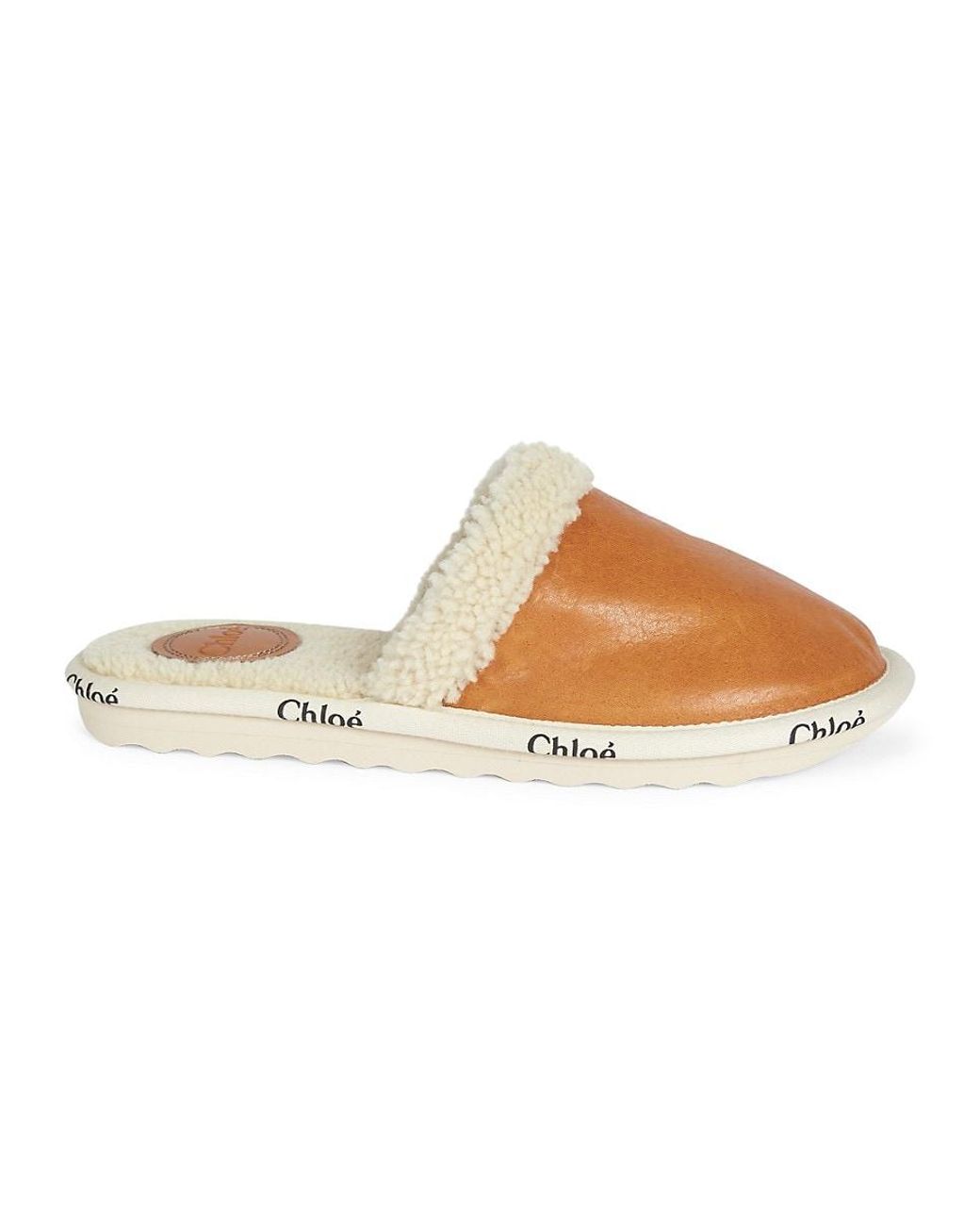 Chloé Woody Shearling-lined Leather Slippers | Lyst