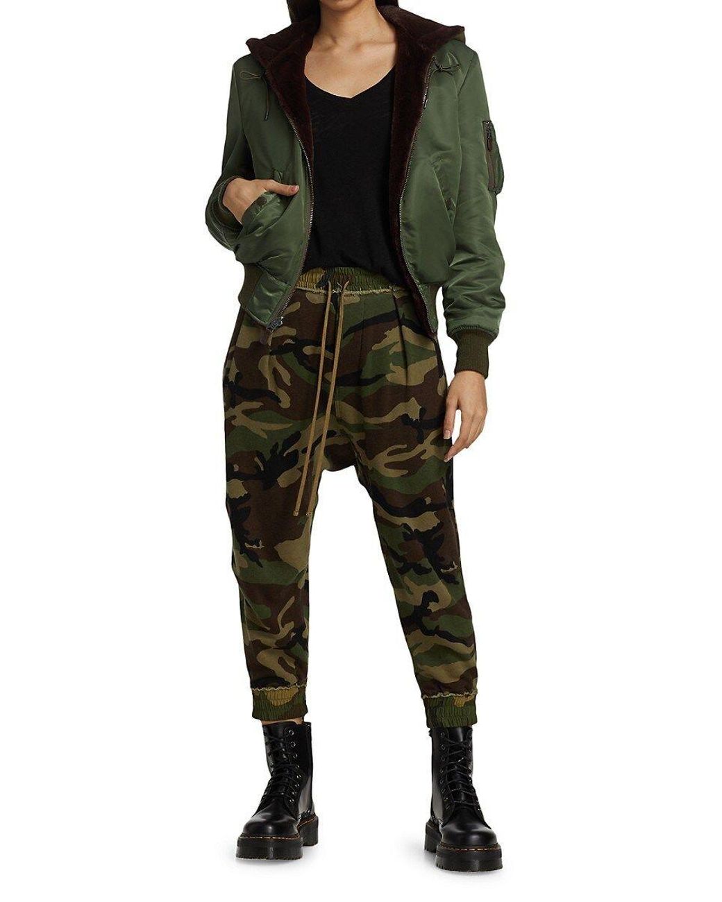 R13 Reversible Hooded Bomber in Green Lyst