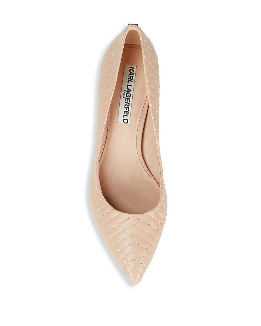 Karl Lagerfeld Rosette Leather Point Toe Pumps in Natural Lyst