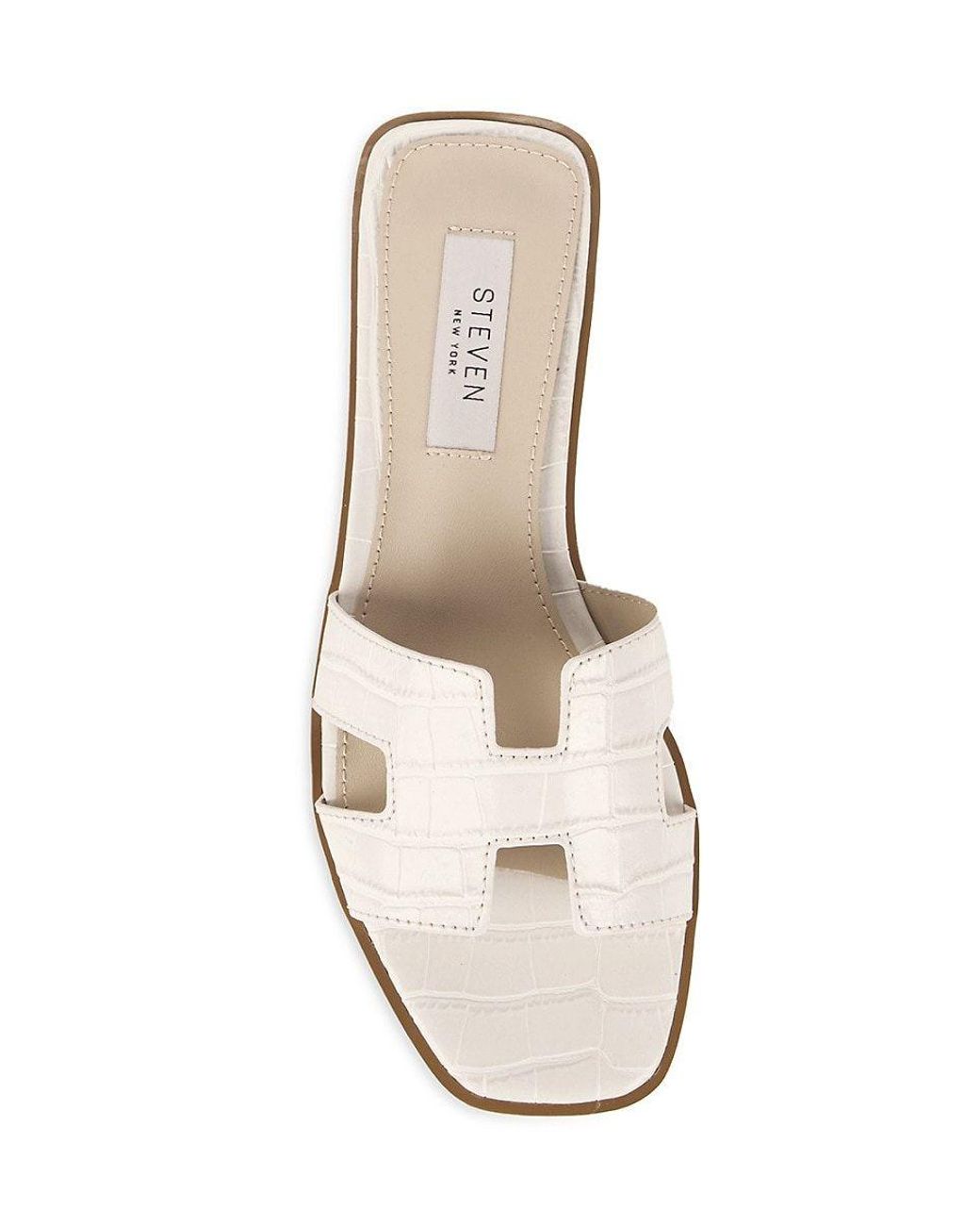 Steven by Steve Madden Hunnie Croc-embossed Slides in White | Lyst