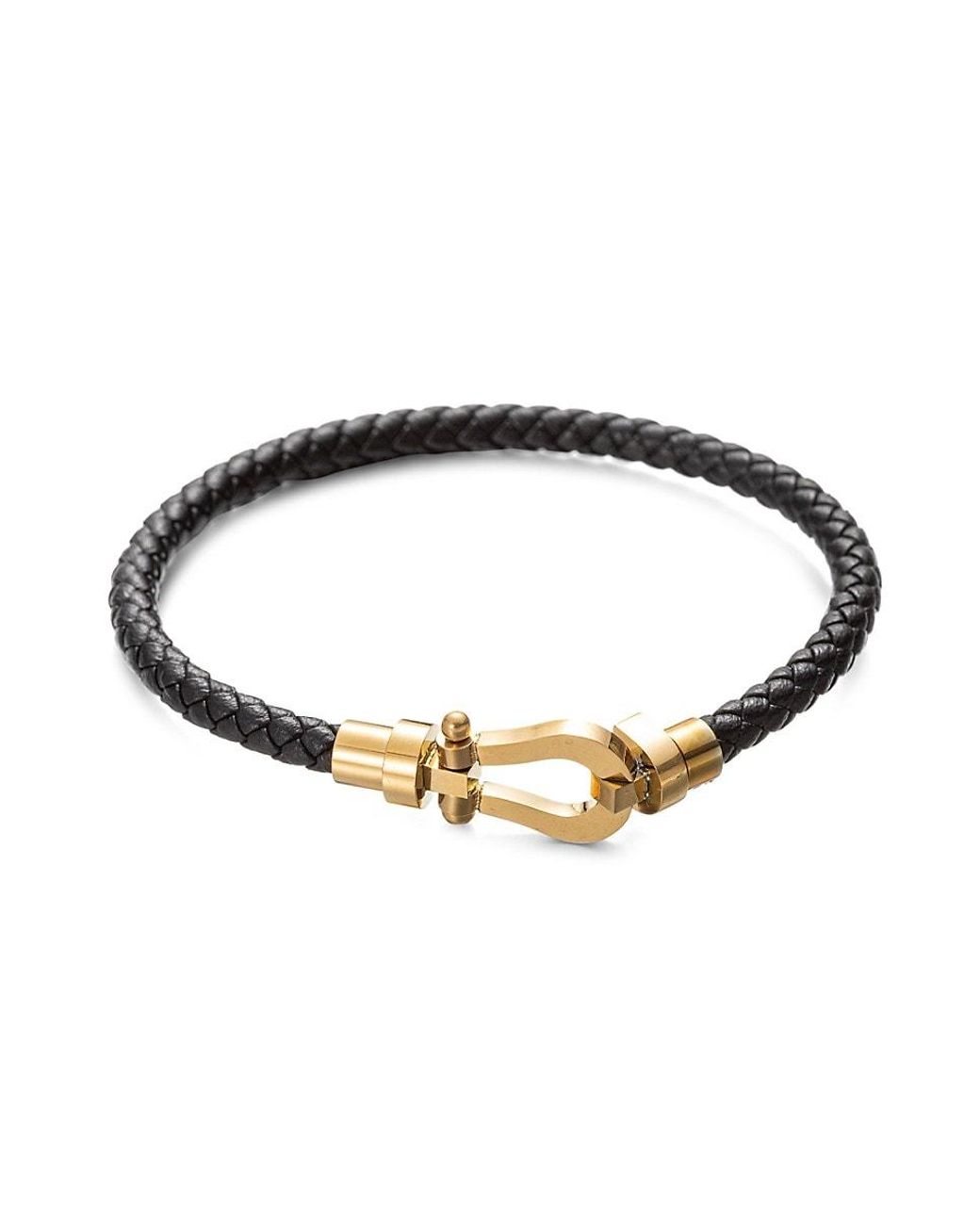 Eye Candy LA Luxe Sebastian 18k Goldplated & Leather Bracelet in Natural |  Lyst