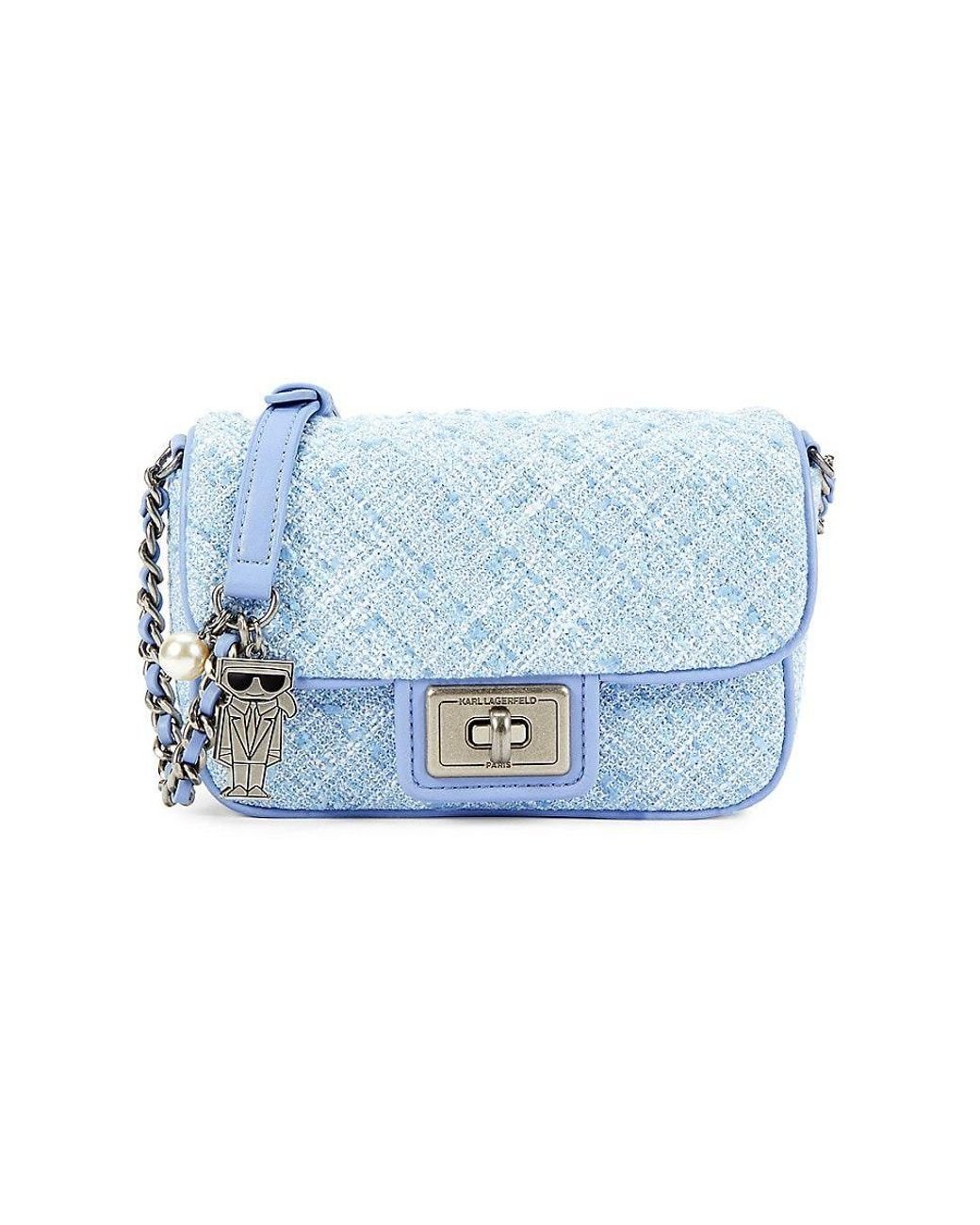 Karl Lagerfeld Agyness Tweed Crossbody Bag in Blue Lyst
