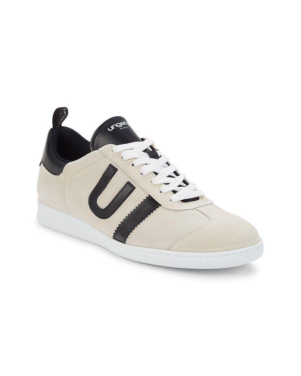 Emanuel Ungaro Leather & Suede Sneakers in White | Lyst