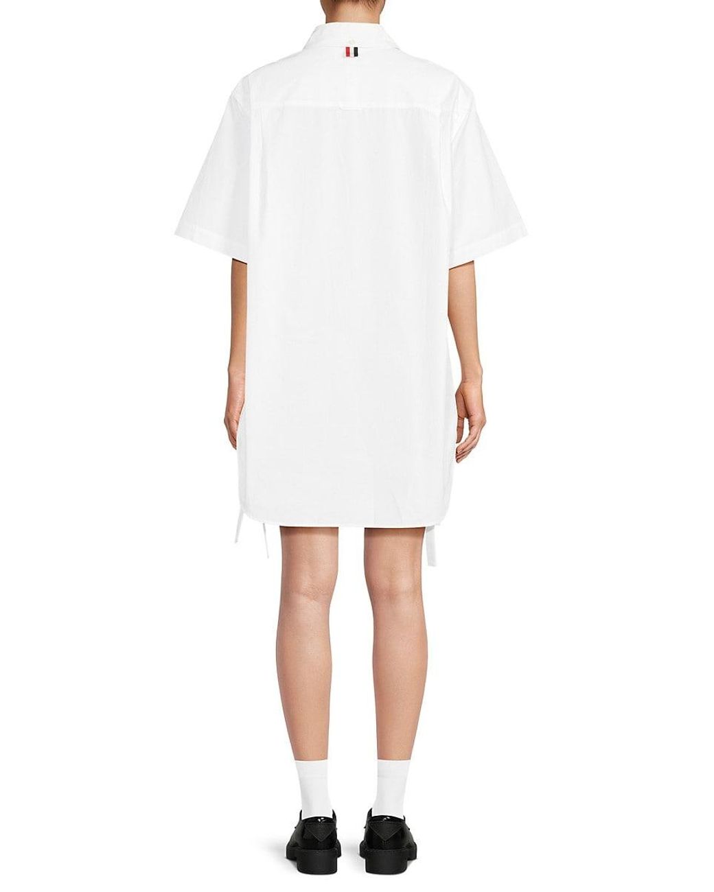 ワンピース THOM BROWNE White poplin shirt mini dress Thom Browne Heavy Poplin Gathered Shirt Minidress | White