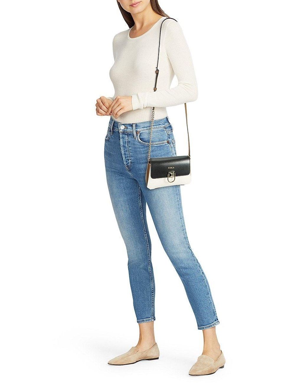 ★ FURLA ★ Circe Mini Crossbody【完売前に!】多色 Furla Mini Circe Colorblock Leather Crossbody Bag in Brown