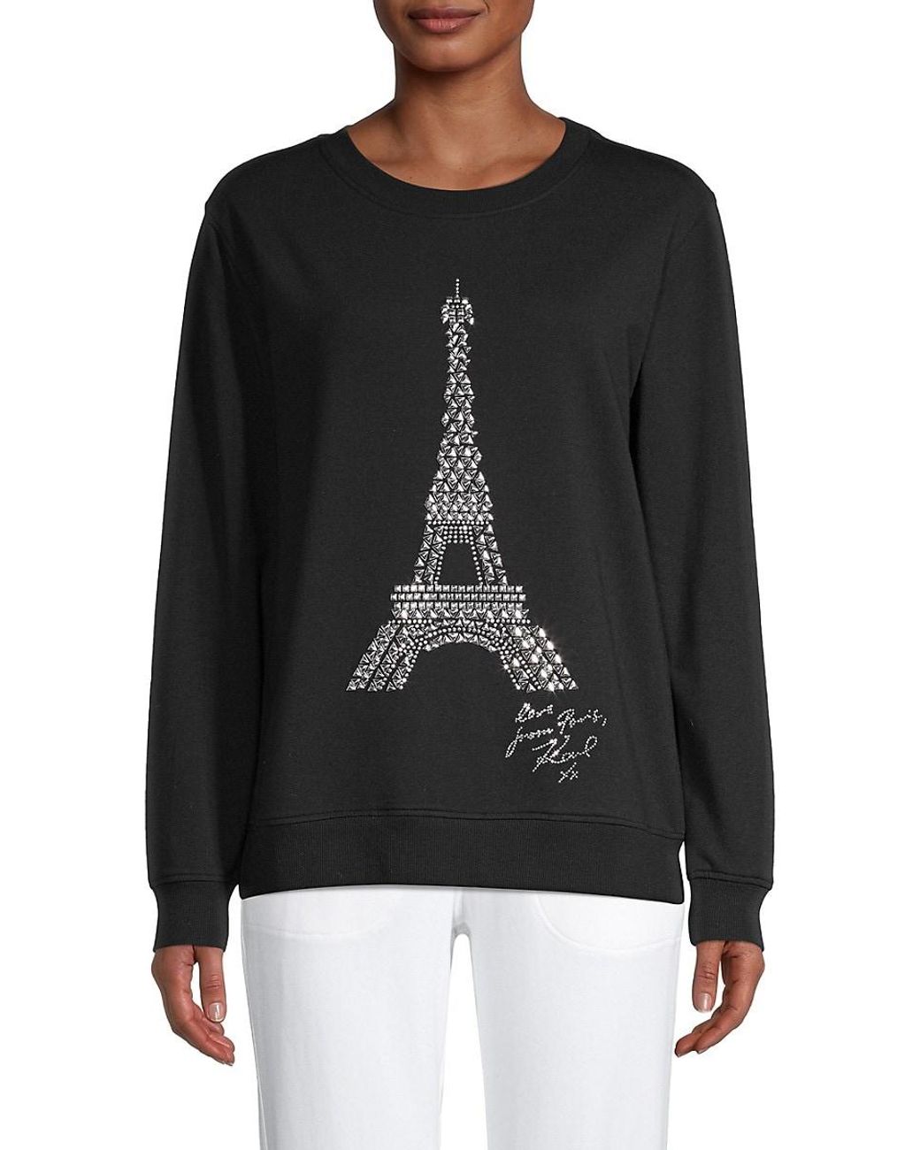 Tower | Eiffel Sweatshirt Lyst Studded Graphic Black Karl Lagerfeld in