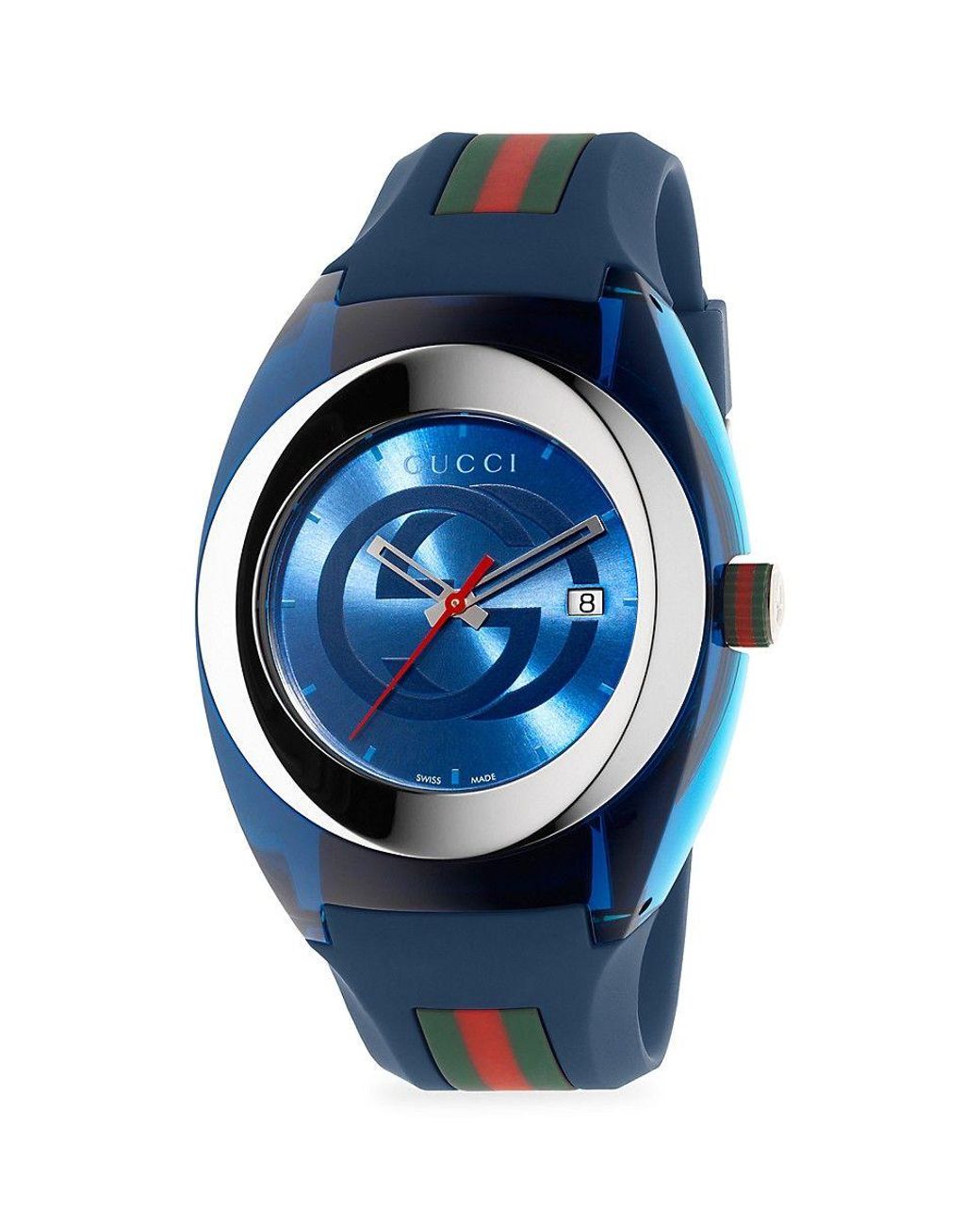 Gucci Sync Stainless Steel Rubber-strap Watch in Blue for Men | Lyst