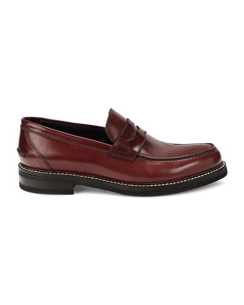 Canali Leather Penny Loafers in Brown for Men | Lyst