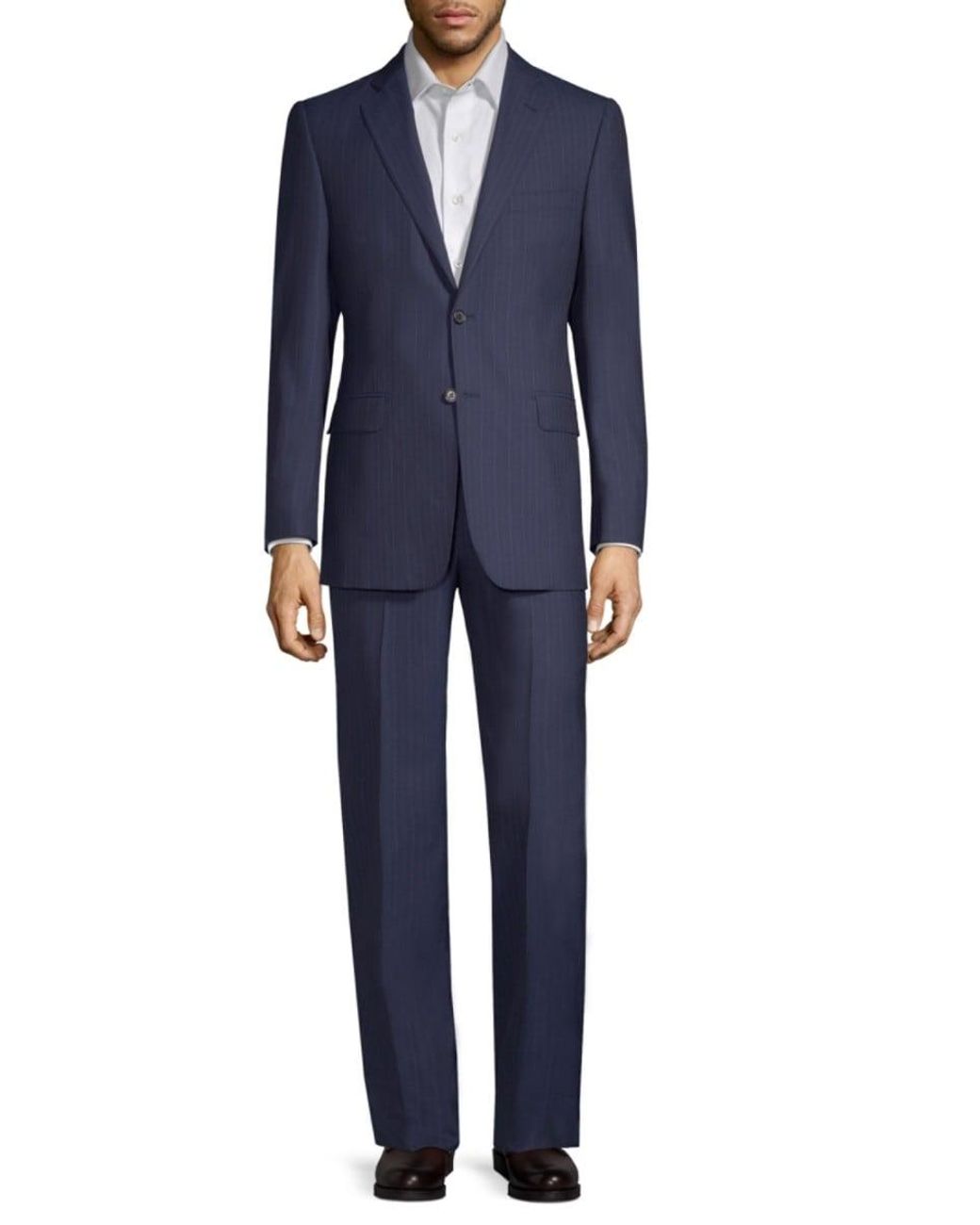 Saks Fifth Avenue Men's Classic-fit Striped Wool Suit - Blue - Size 50 ...