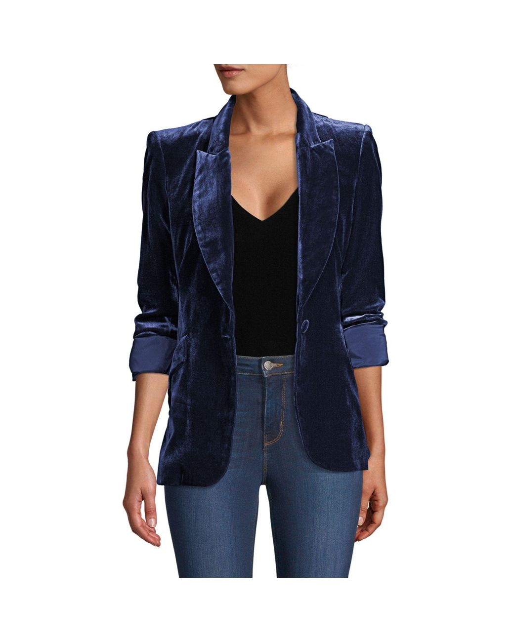 L Agence Chamberlain Velvet Blazer In Blue Lyst l-agence-chamberlain-velvet-blazer-in-blue-lyst