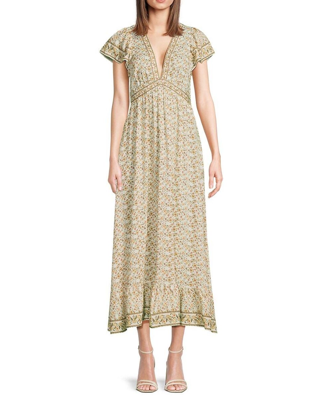 MAX STUDIO Flutter Sleeve Floral Tiered Maxi Dress main image 0