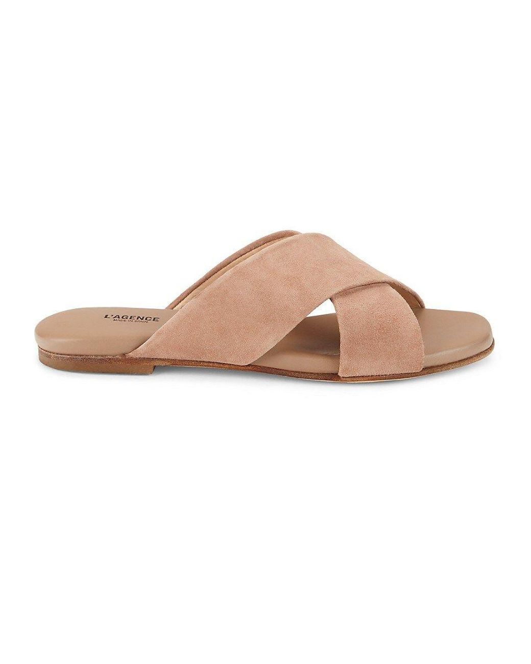 L'Agence Camila Suede Crossover Flat Sandals in Brown | Lyst