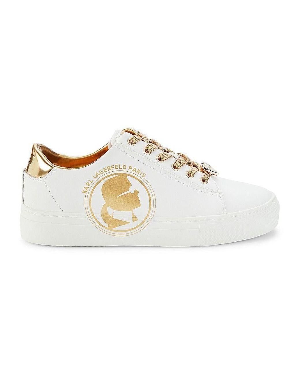 Karl Lagerfeld Cate Metallic Trim Sneakers in White | Lyst