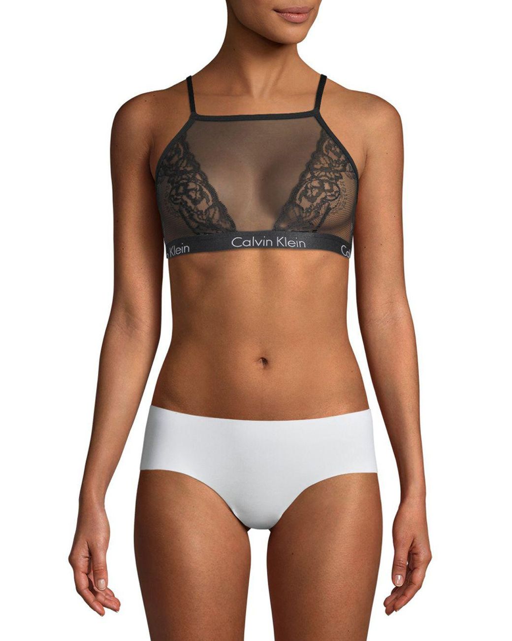 CALVIN KLEIN 205W39NYC Mesh And Lace Bralette in Black