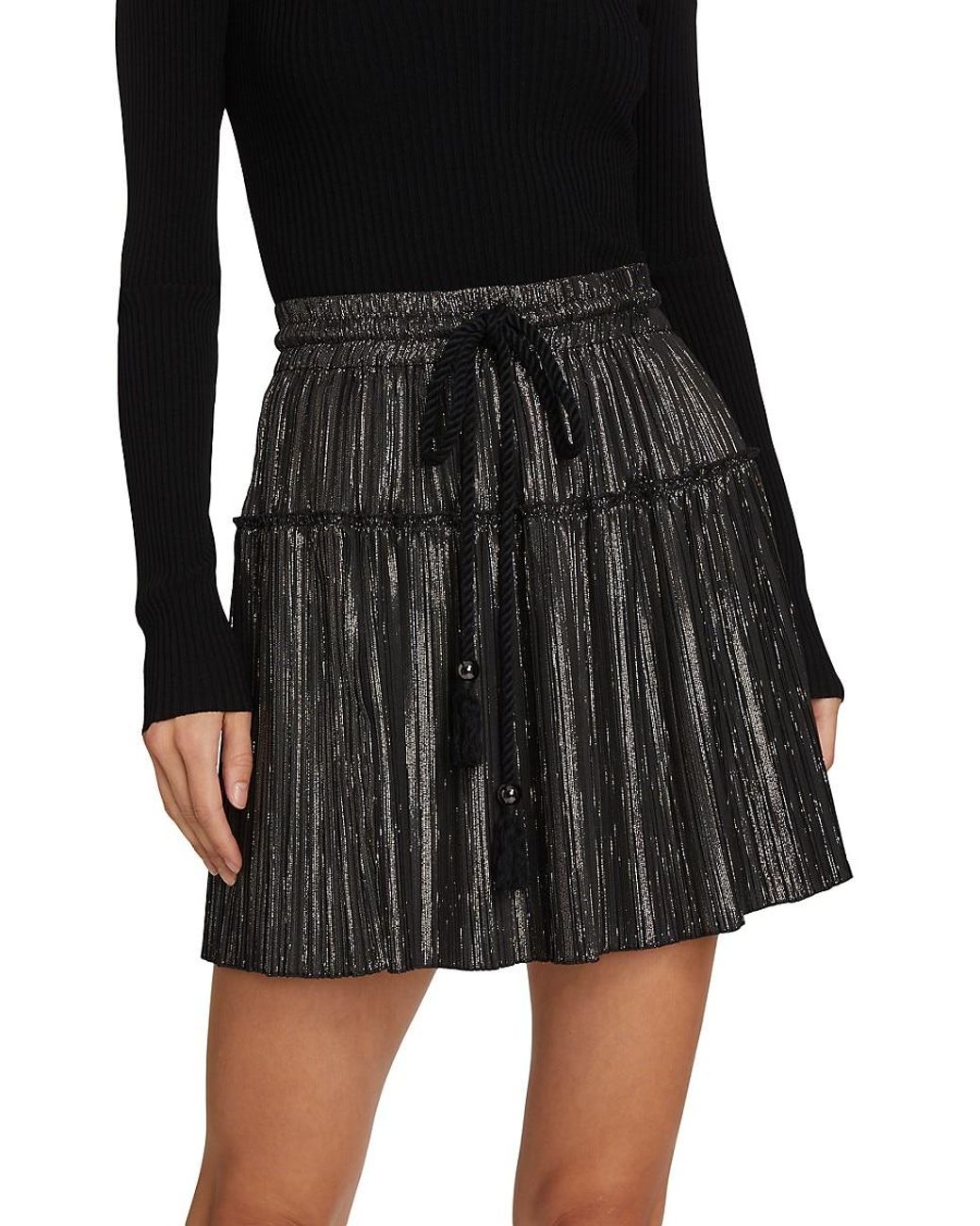 A.L.C. Cotton Carter Pleated Mini-skirt in Black | Lyst