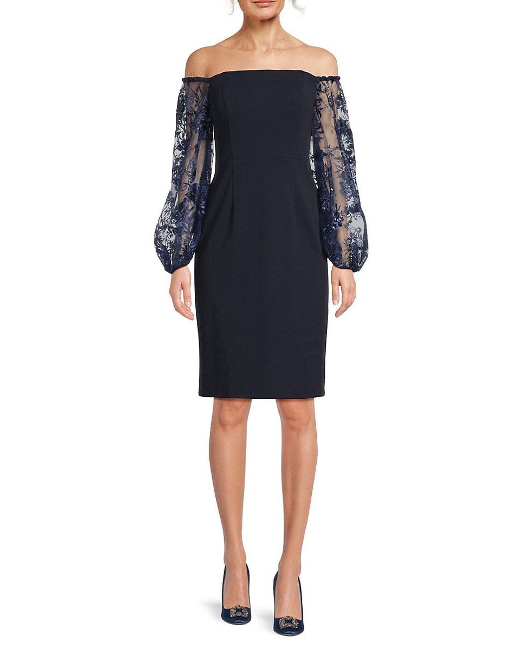 eliza j floral lace sheath dress ELIZA J COLD SHOULDER FLORAL LACE BLACK NUDE SHEATH DRESS sz 8
