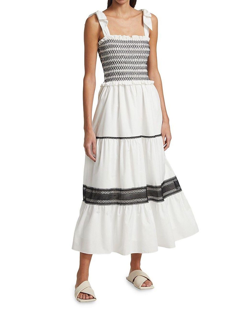 En Saison Shay Tiered Midi Dress in White Lyst