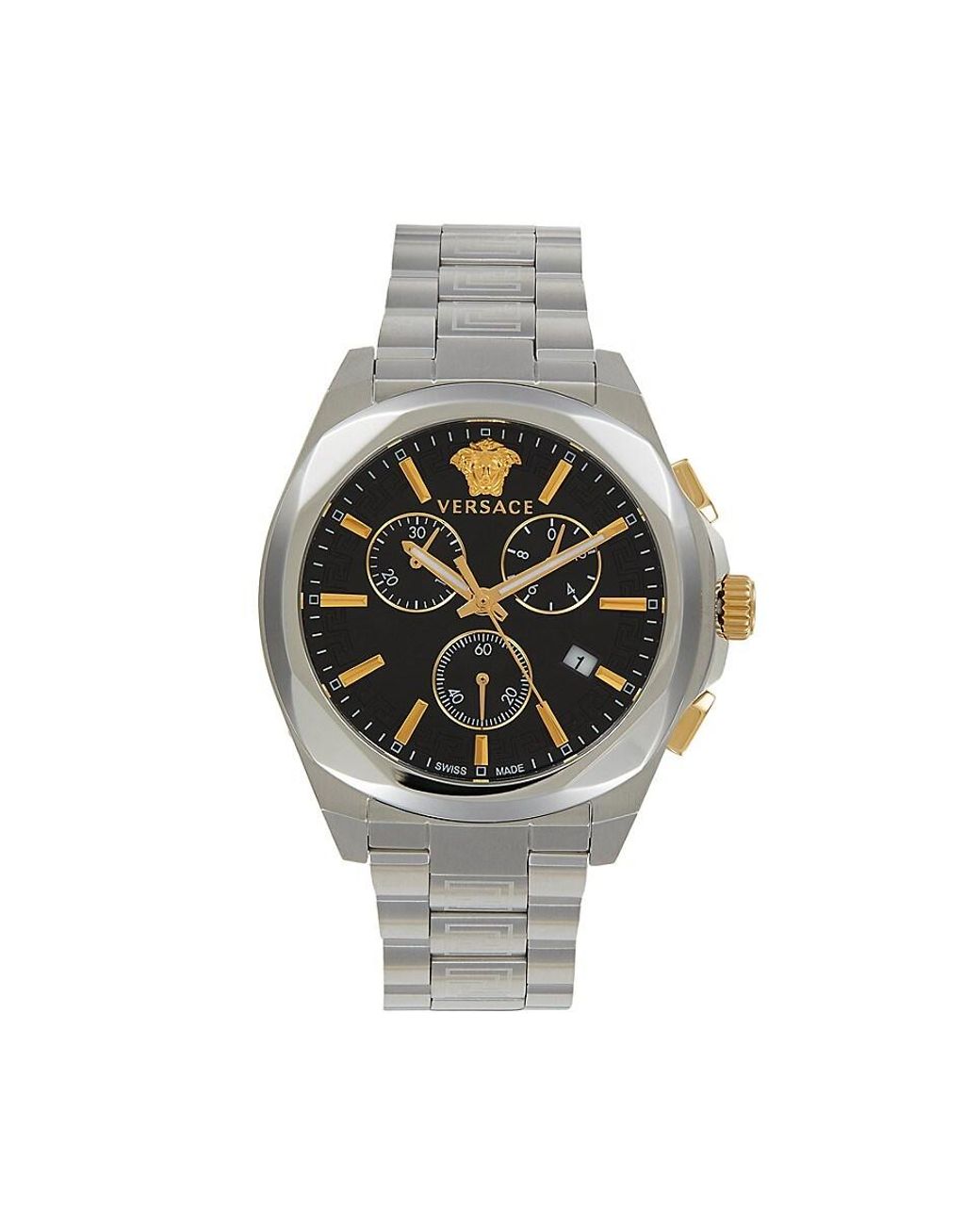 VERSACE メテュサロコハントフリフ AUD01050A232741 A1008 Versace 40mm Two Tone Stainless Steel Medusa Chronograph