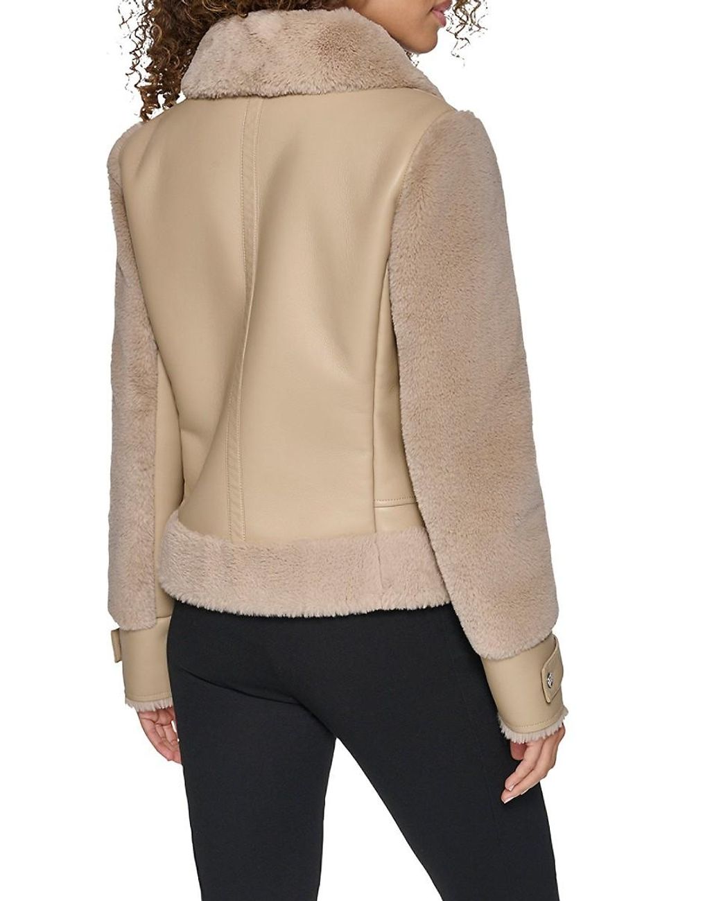 Karl Lagerfeld Faux Shearling Jacket in Natural Lyst UK