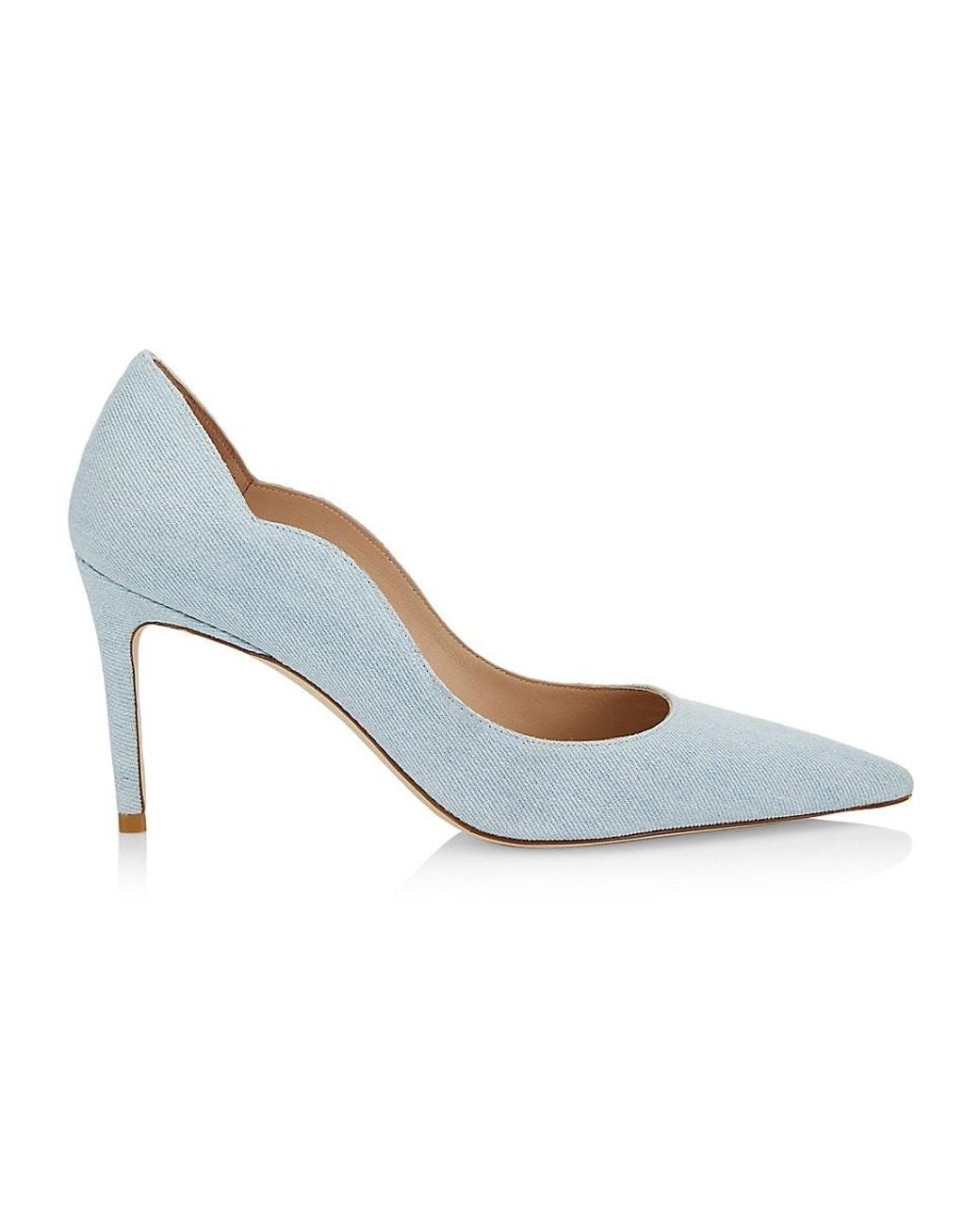 Stuart Weitzman Denim Scalloped Pumps in Blue Lyst UK