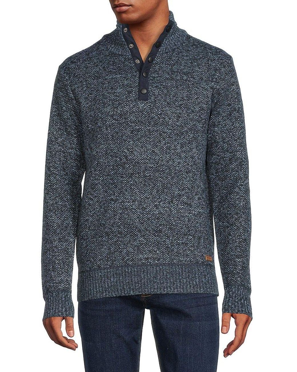 Buffalo David Bitton Weebery Slubbed Button Up Sweater in Blue for Men ...