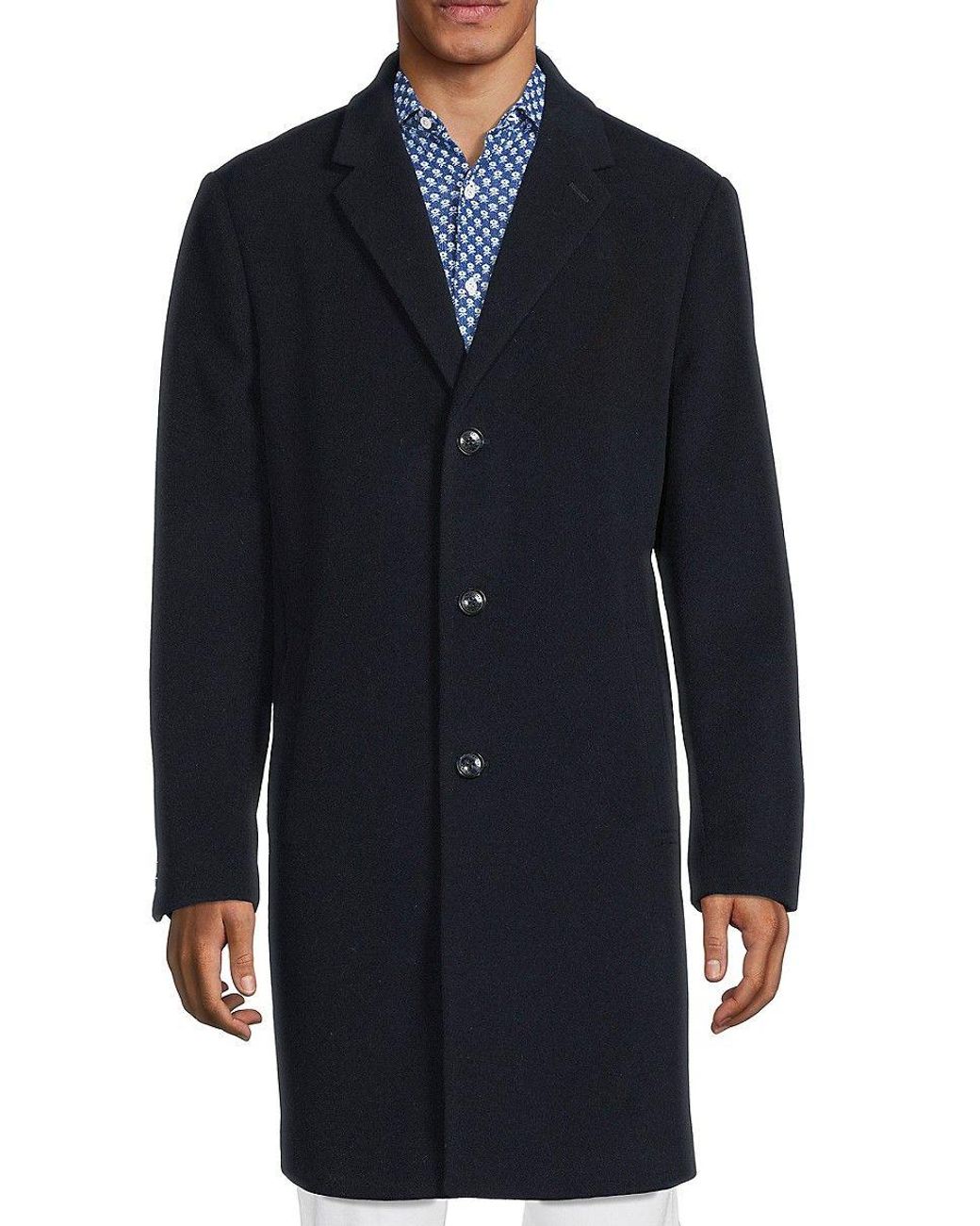 Tommy Hilfiger Addison Wool Blend Overcoat in Blue for Men | Lyst