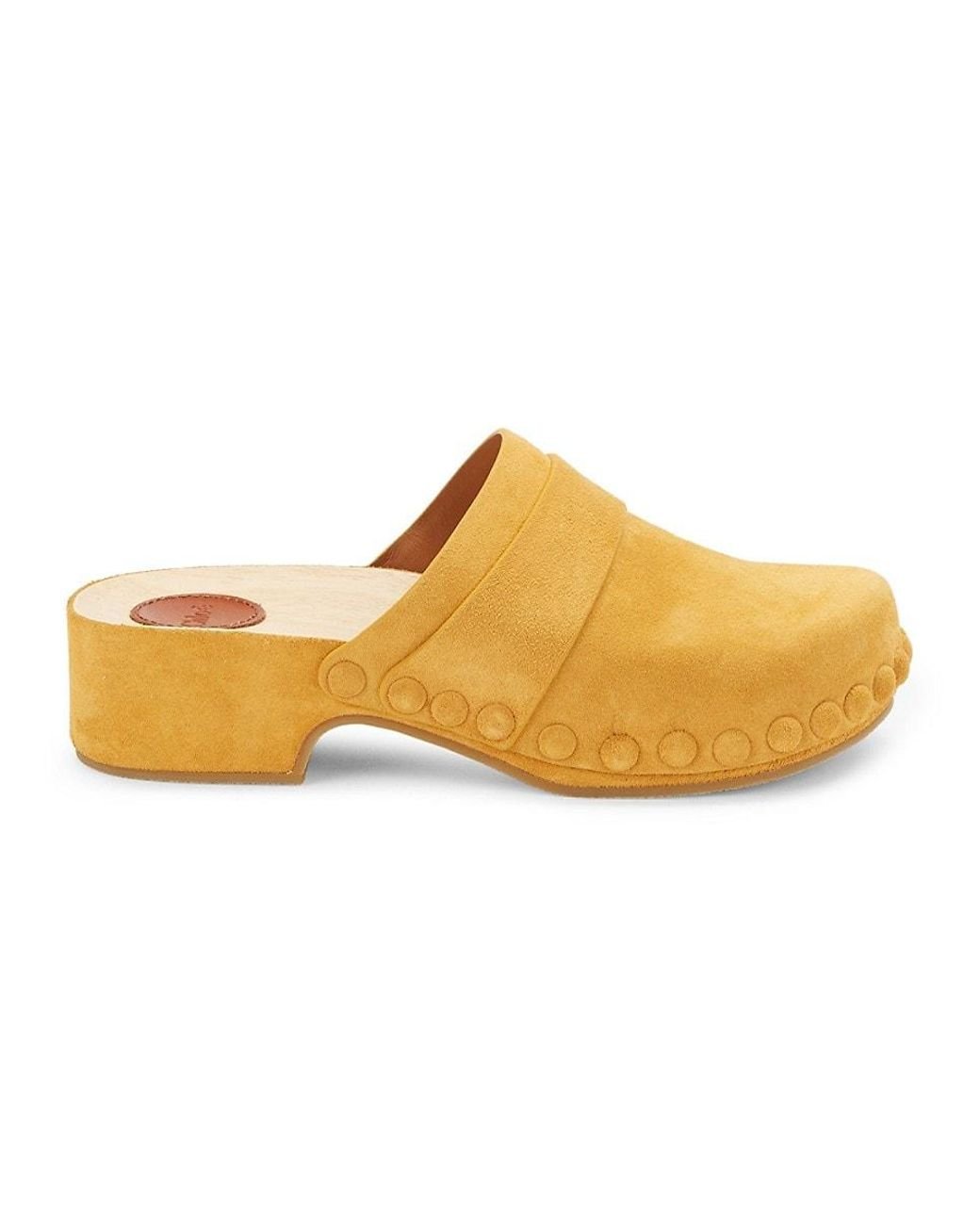 Chloé Joy Suede Heeled Clogs in Beige (Natural) Lyst