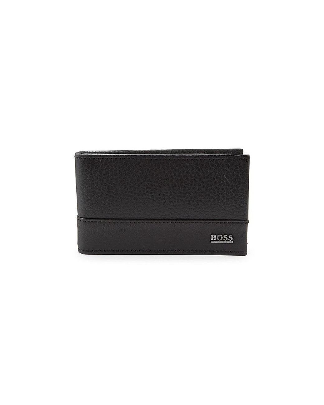 BOSS by HUGO BOSS Helios Leather Money Clip Wallet in Black for Men