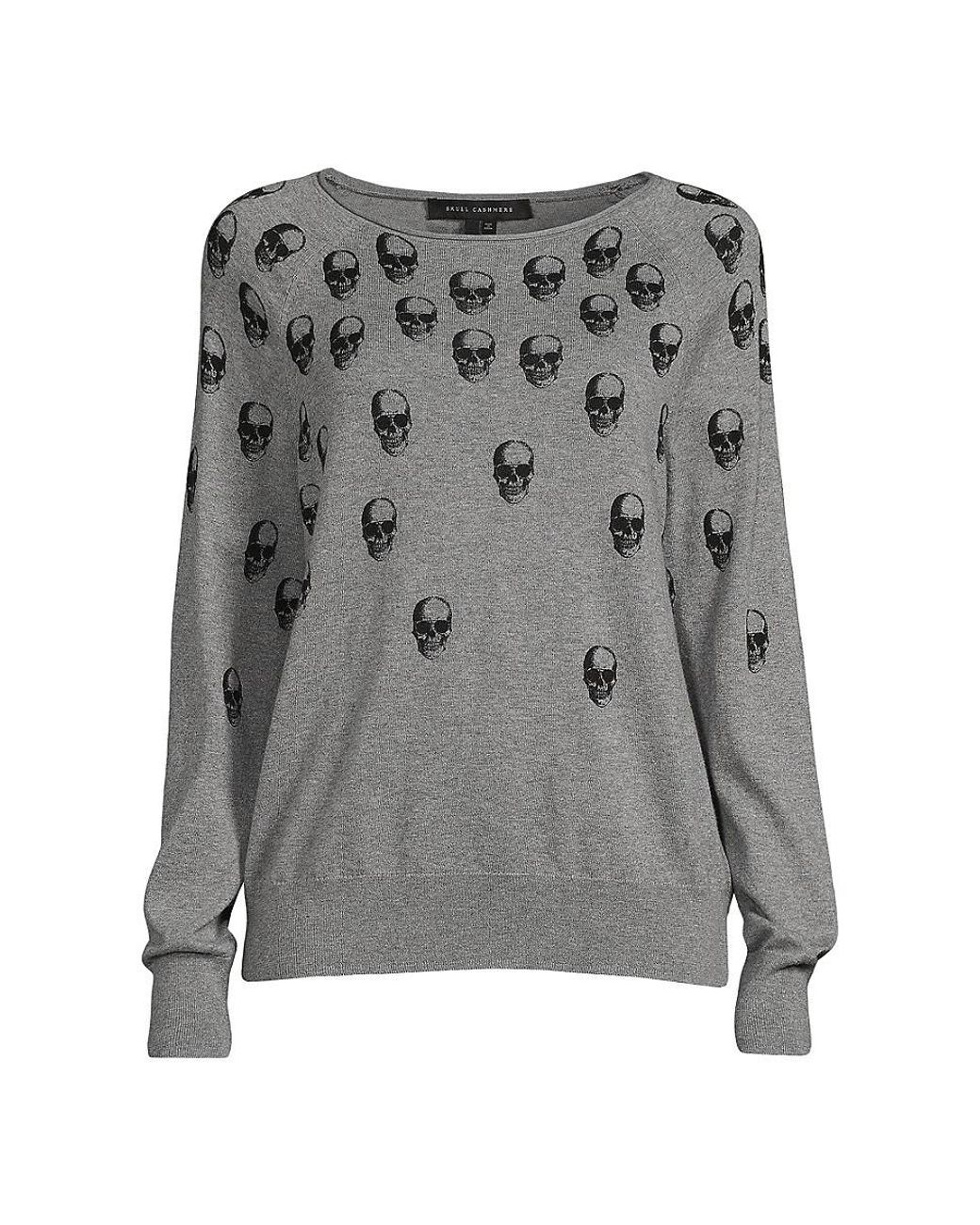 Skull Cashmere Skull Print Cashmere Blend Sweater in Grey Lyst UK