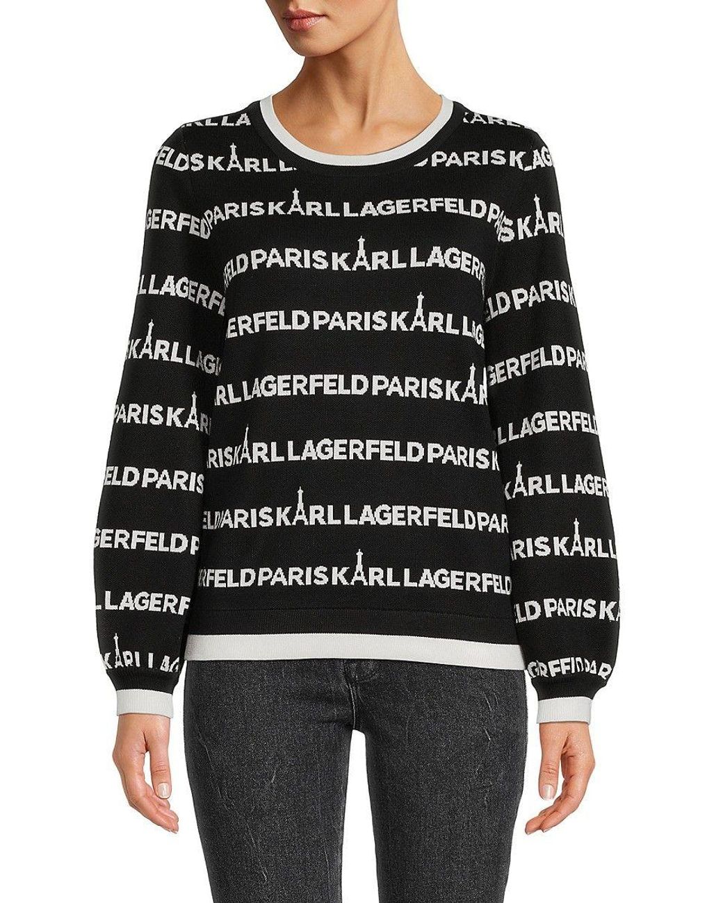 Karl Lagerfeld Logo Crewneck Sweater in Black | Lyst