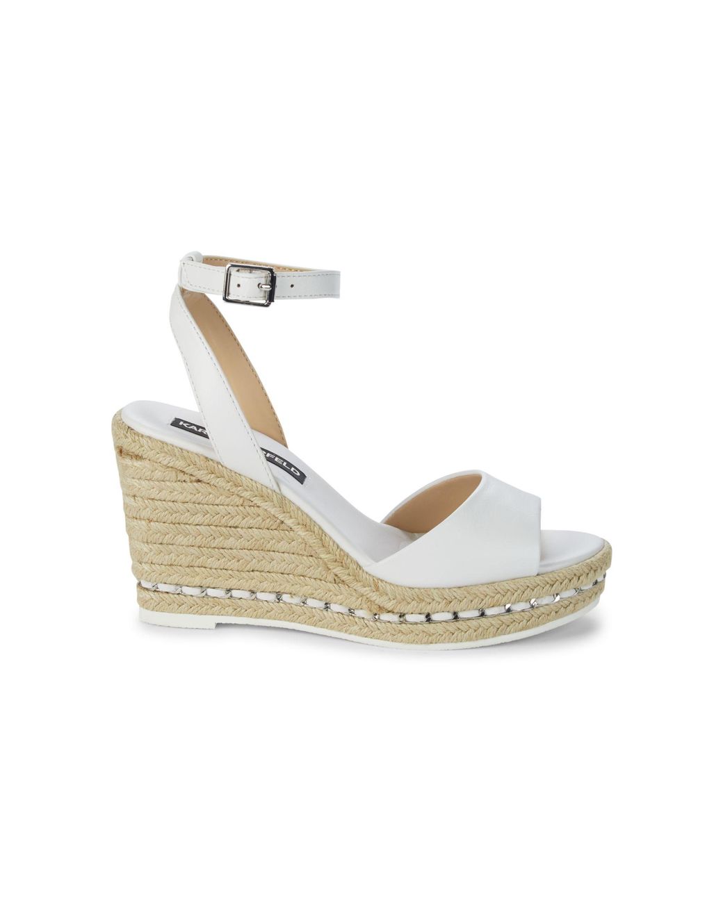 karl lagerfeld paris carin leather espadrille wedge sandals