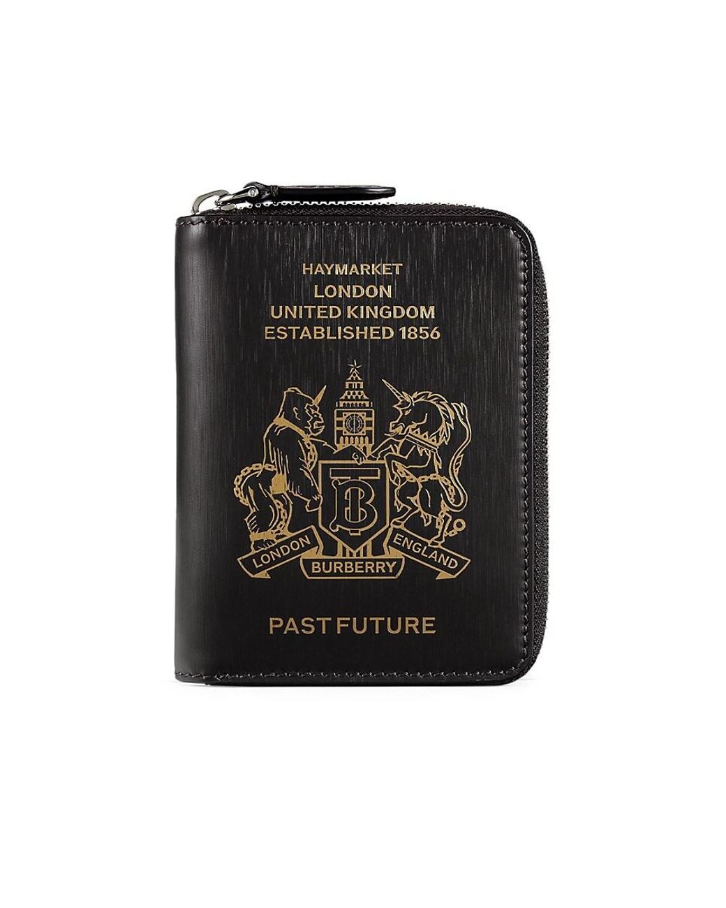 Burberry Logo Leather Zip Around Wallet in Black for Men | Lyst Australia