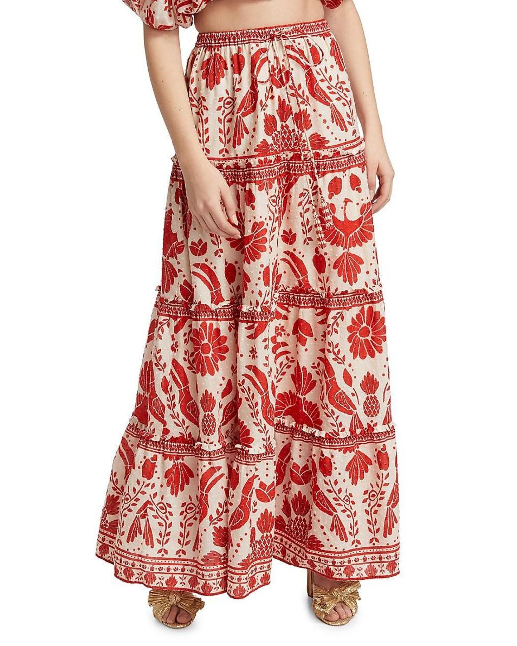 FARM Rio Jungle Flow Maxi Skirt in Red Lyst Canada
