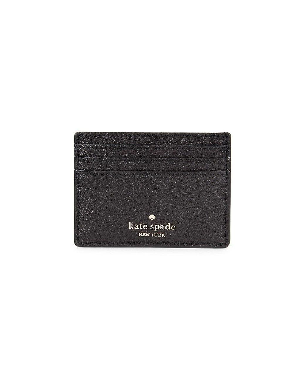 Kate Spade Logo Leather Card Case in Black Lyst