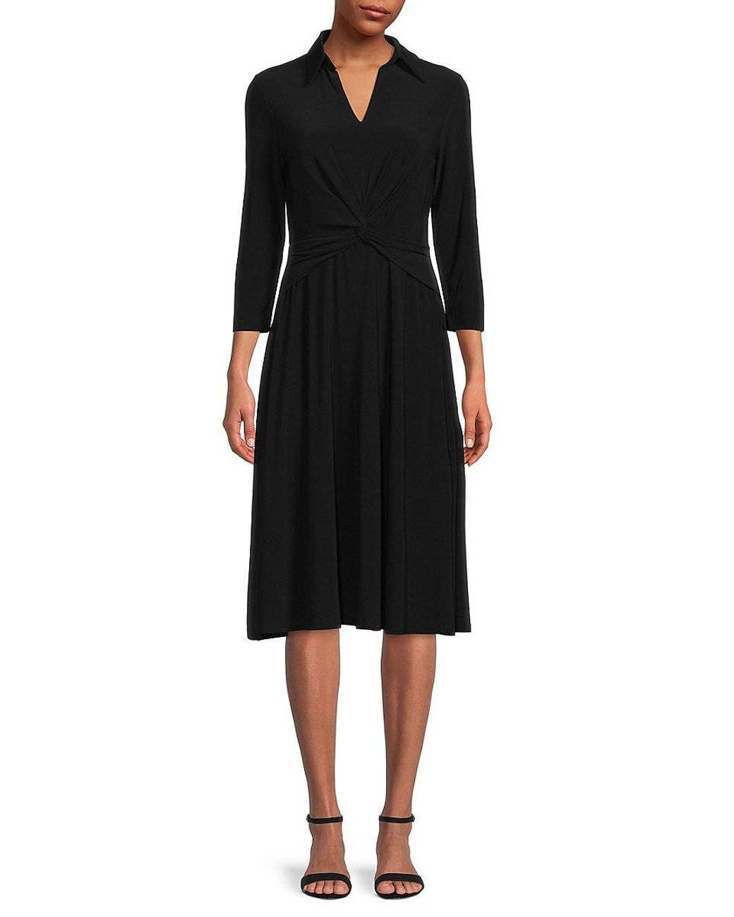 Tommy Hilfiger Collared Twist Fit-&-flare Dress in Black | Lyst