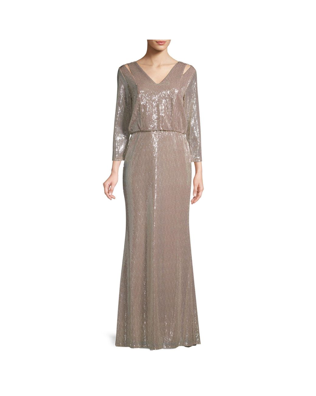 calvin klein sequined cutout blouson gown
