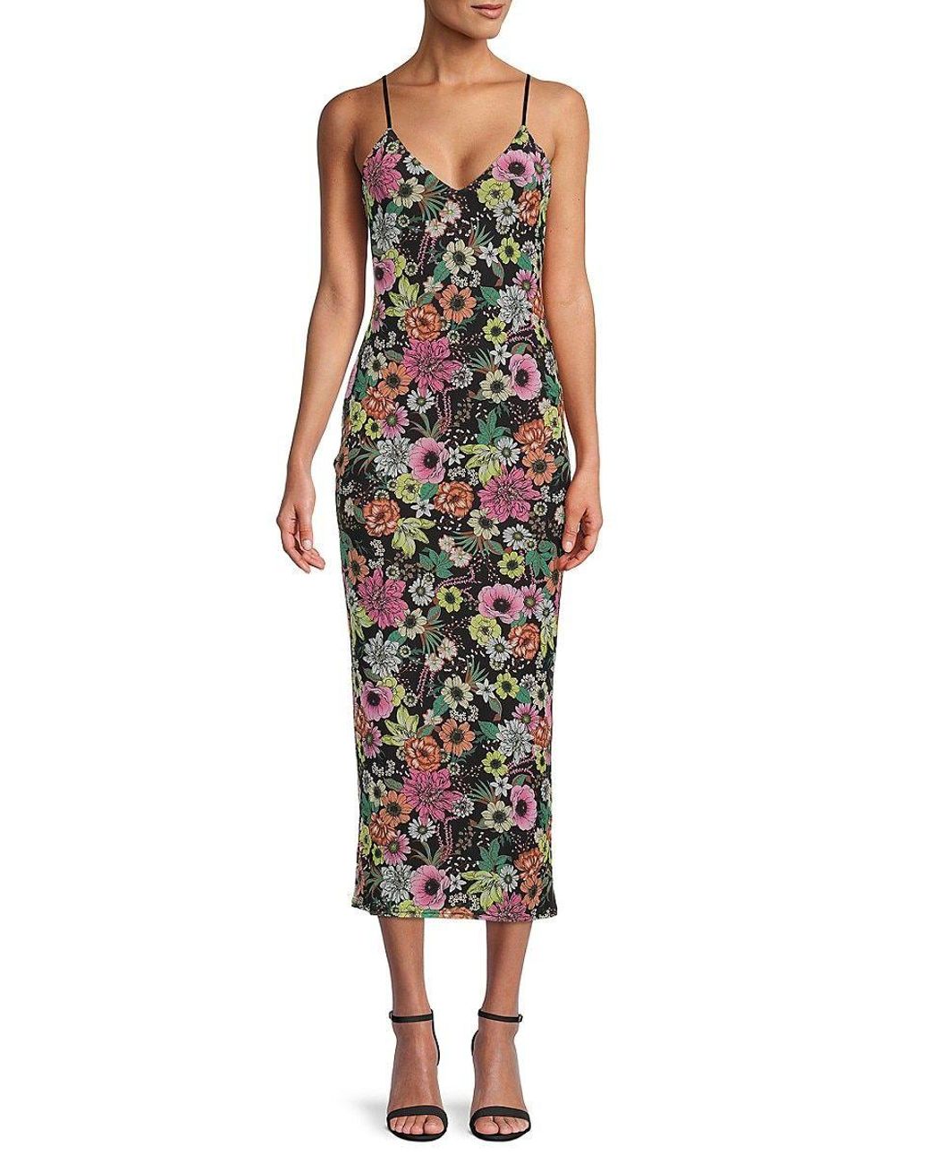 AFRM Amina Floral Print Slip Bodycon Dress in Black Lyst