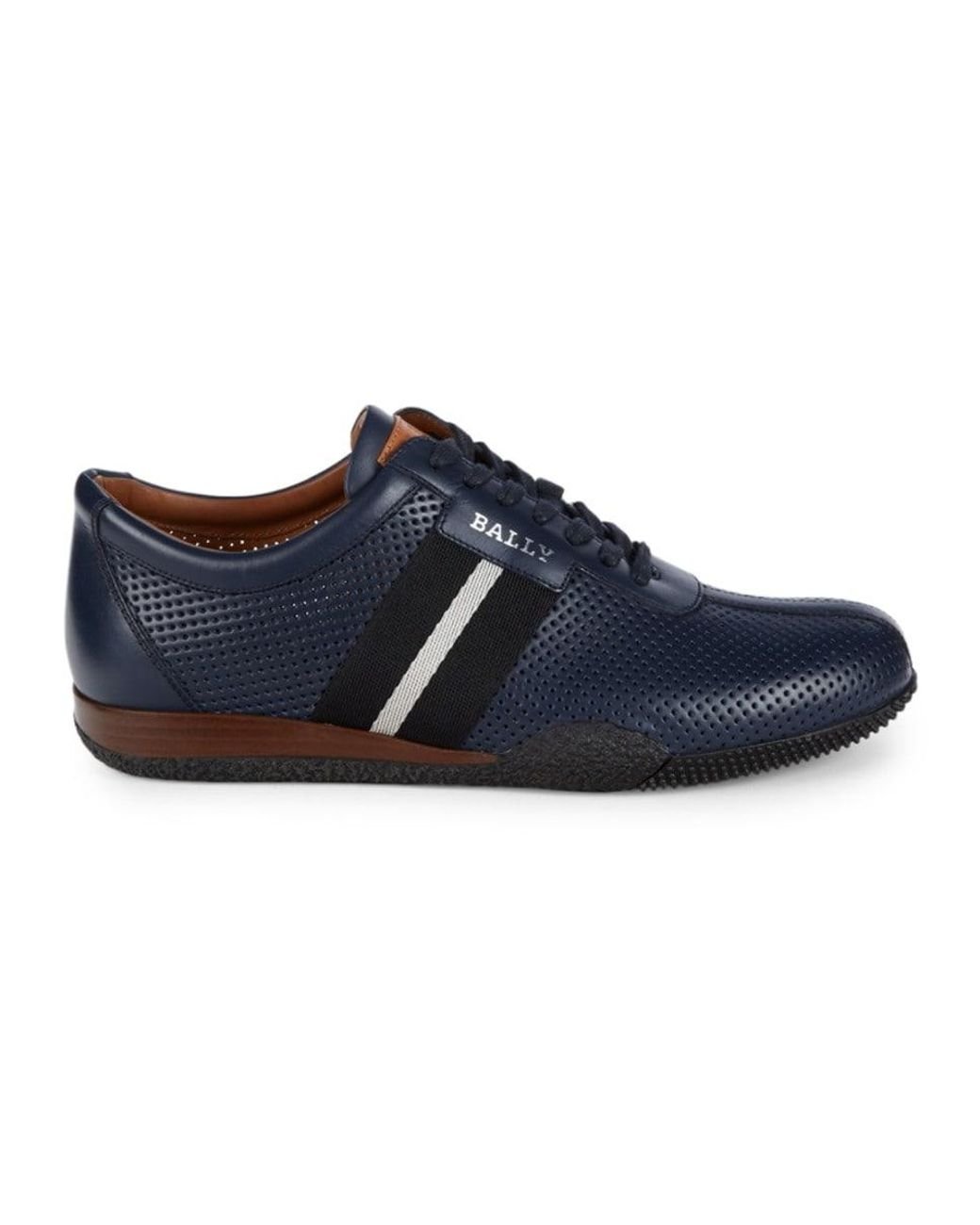 mens perforated leather sneakers