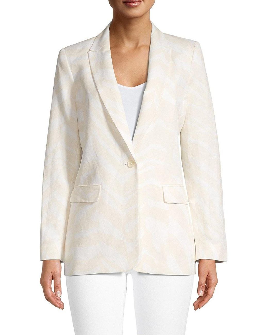Calvin Klein Zebraprint Singlebutton Blazer in White Lyst