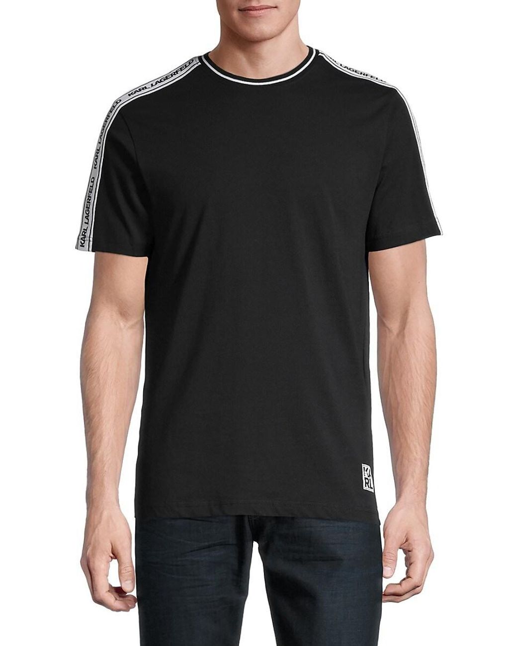 Karl Lagerfeld Logo-tape T-shirt in Black for Men