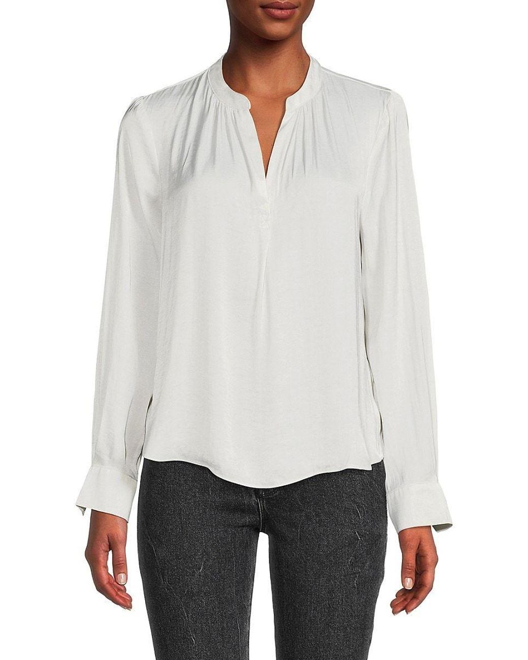 Magaschoni Airflow Satin Blouse in White | Lyst