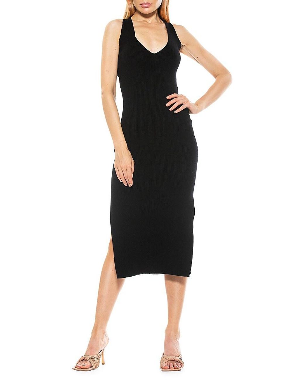 Alexia Admor Synthetic Ariana Ribknit Tank Dress in Black Lyst
