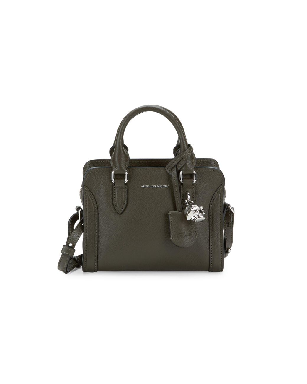 Alexander McQueen Mini Padlock Leather Crossbody Bag in Green