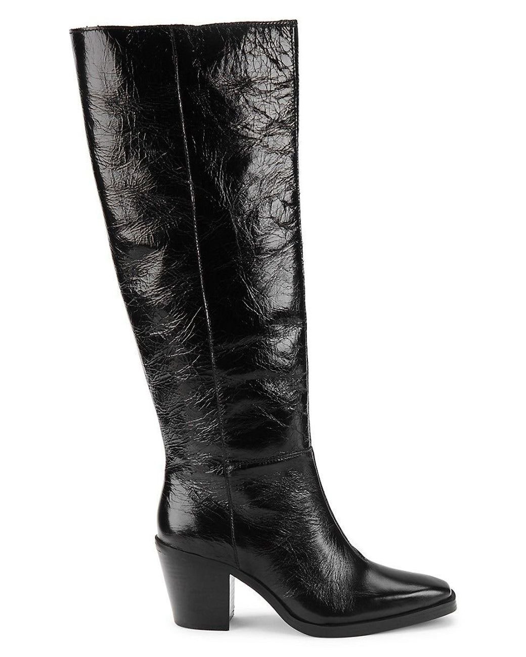 AllSaints Cohen Leather Knee High Boots in Black | Lyst