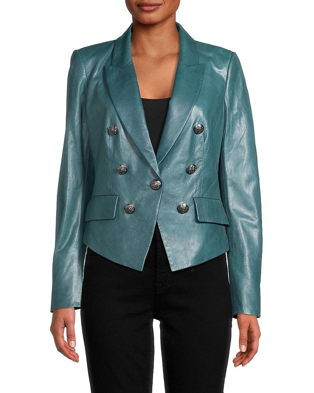 Veronica Beard Cooke Leather Dickey Jacket in Green | Lyst Canada