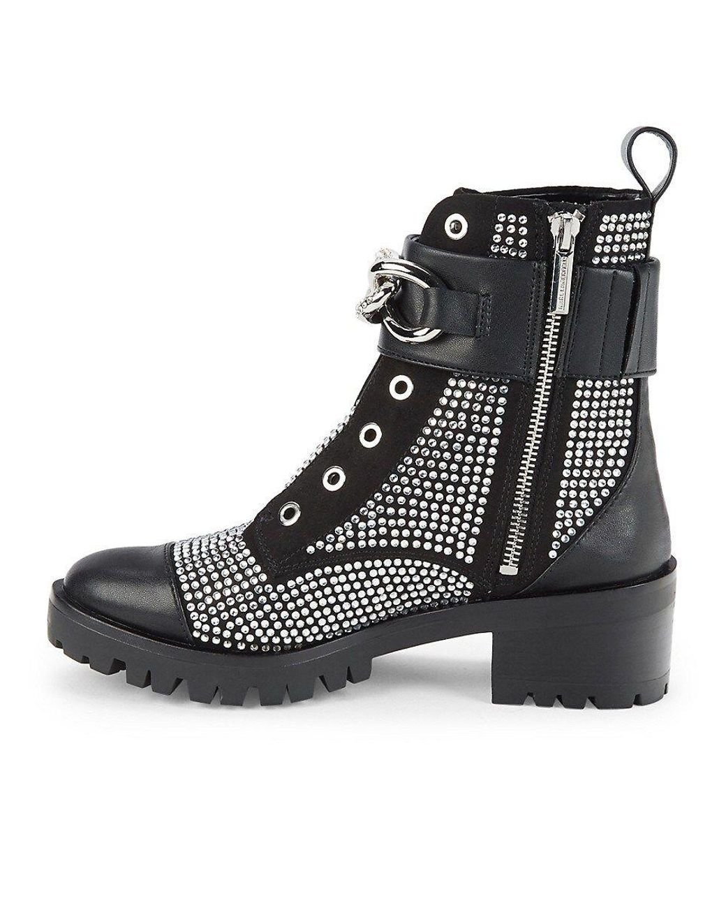 karl lagerfeld paris embellished combat boots