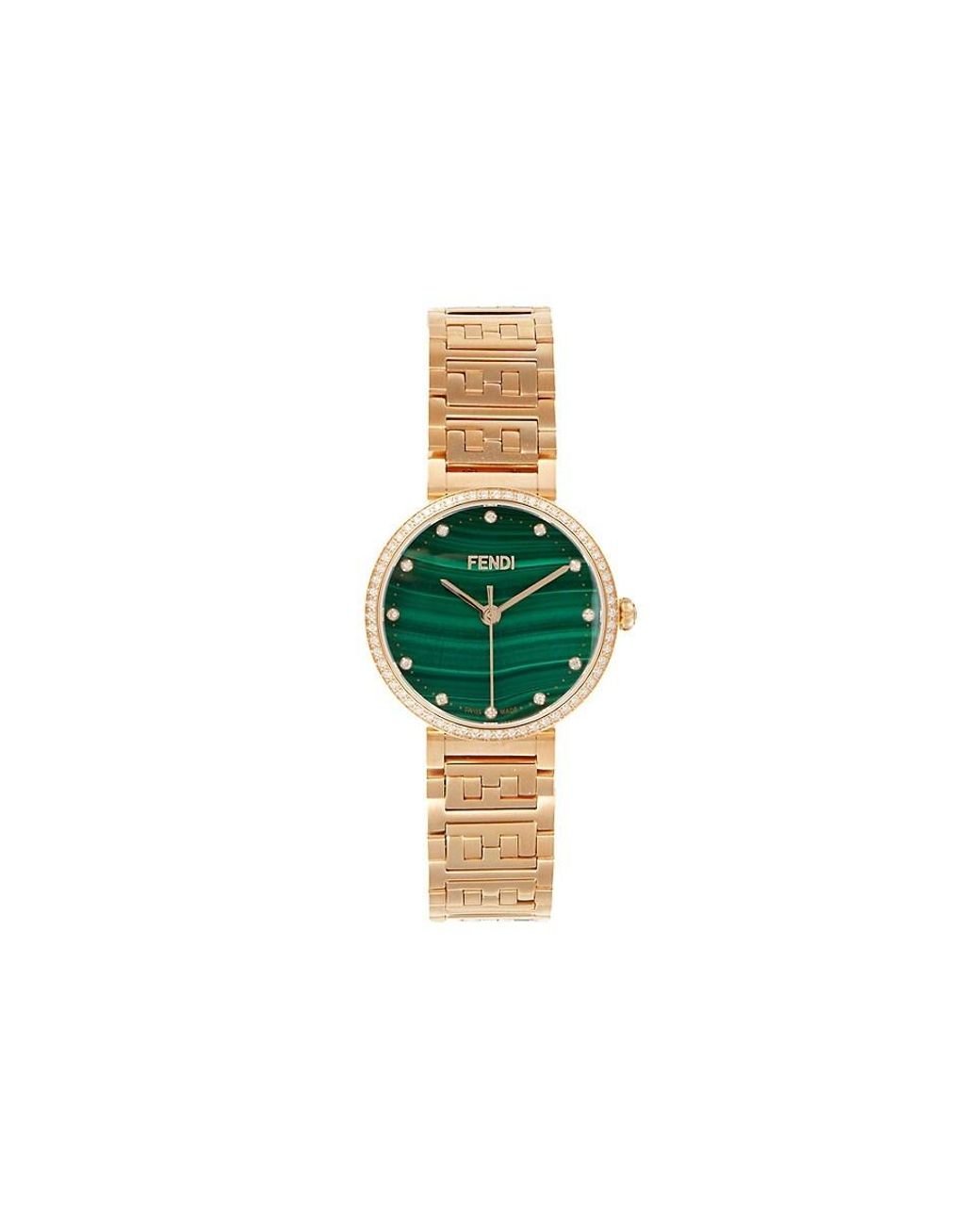 Fendi Forever Ip Rose Goldtone Stainless Steel, Malachite